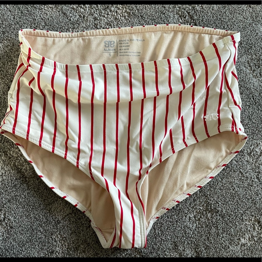 Red and white stripe Albion swim bottom